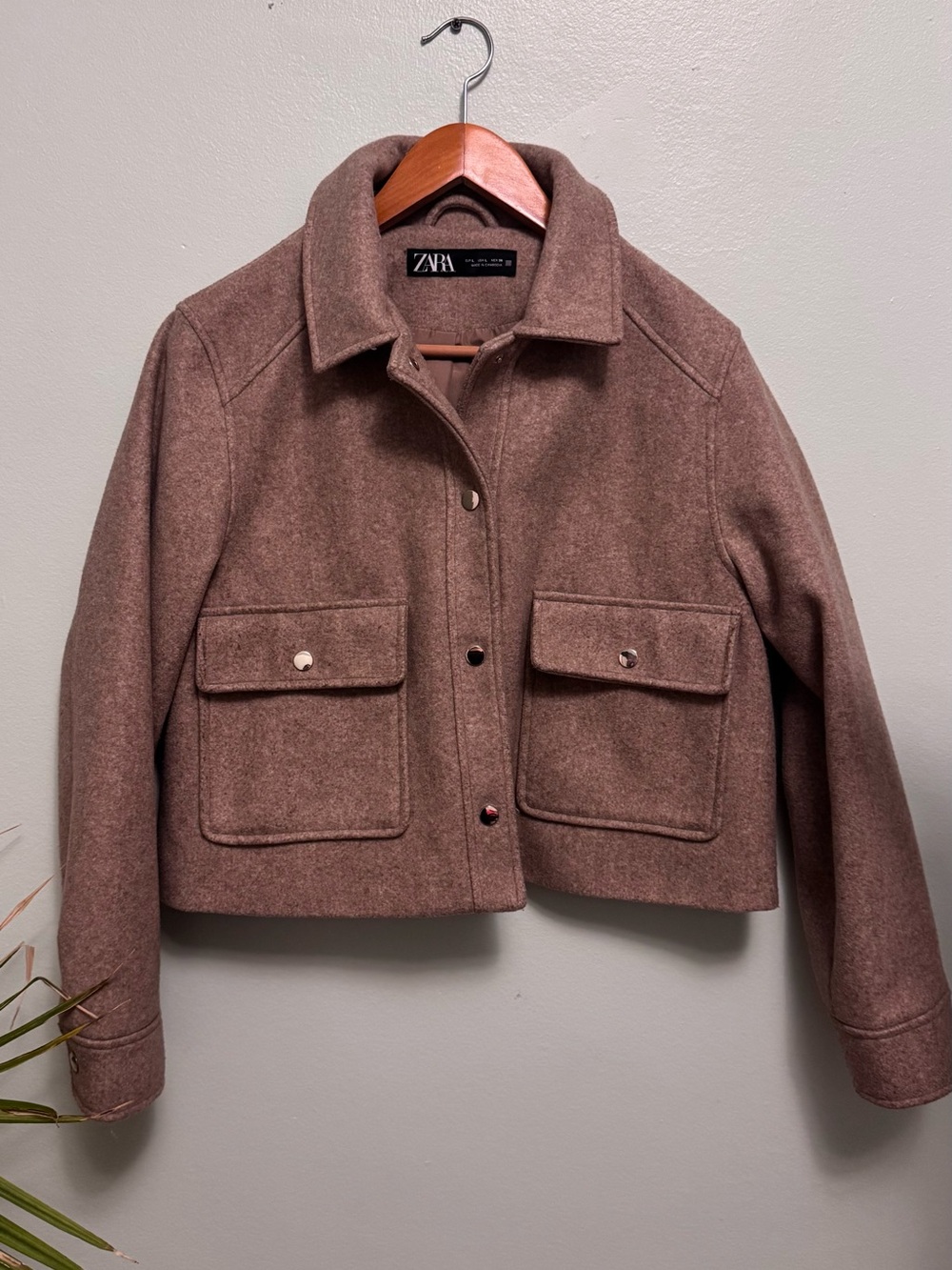 Zara Brown Cropped Wool Blend Jacket